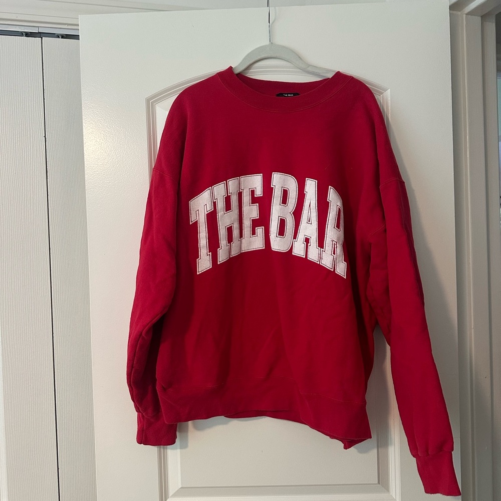 The Bar Red Sweatshirt with White Lettering